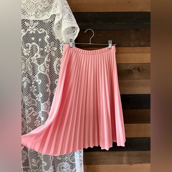 Vintage 60s Sarah K Baby Pink Pleated Midi Skirt Size Vintage 10 - Picture 9 of 9